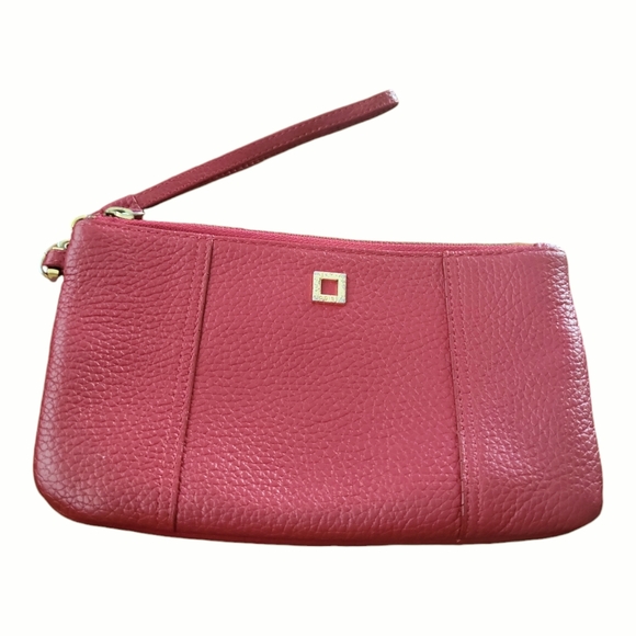 Lodis Red Pebbled Leather Wristlet Clutch / Wallet Purse - Picture 4 of 13